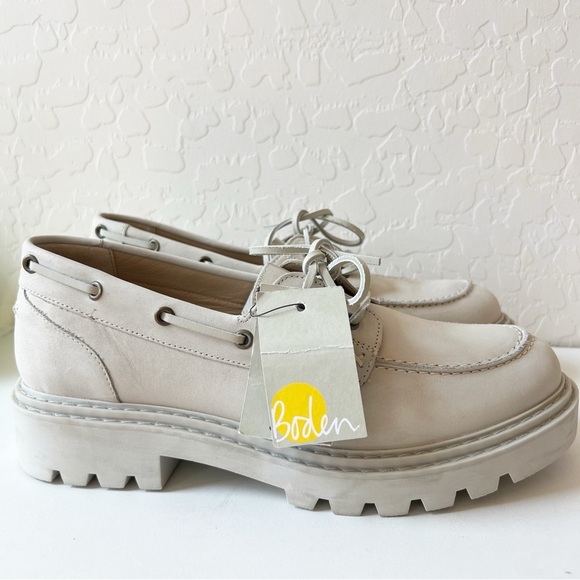 Boden Natural Chunky sole leather deck shoes NWT - Picture 1 of 11